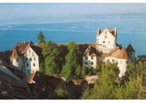 Blick auf die Burg Meersburg und den Bodensee